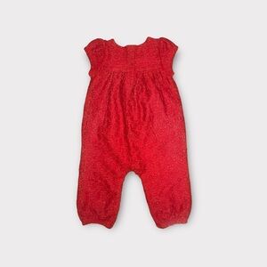 Cat & Jack Red Lace Velvet Bow Holiday Romper